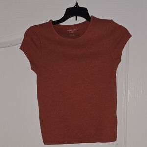 American Eagle Outfitters Brown Fitted Cap Sleeve T-Shirt